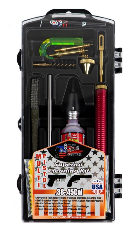 PROSHOT MULTI-PISTOL CLASSIC CLEANING KIT FOR .38 CAL. - .45 CAL. MPK38-45 - 556 Black Friday Promotion